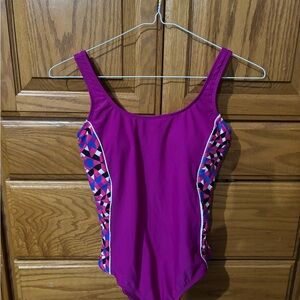 Catalina Fuchsia One-Piece Swimsuit with Geometric Accents